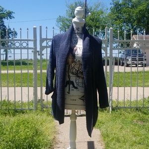 Navy blue chunky oversized cardigan vintage style
